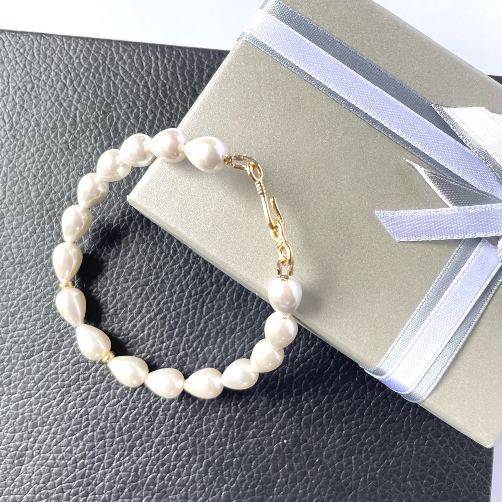 (Sold out)Gold filled Pearl bracelet, Handmade gemstone bracelet, 7.5" size. - Picture 7 of 9